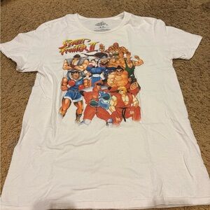 Street Fighter II White 100% Cotton Medium Graphic Tee